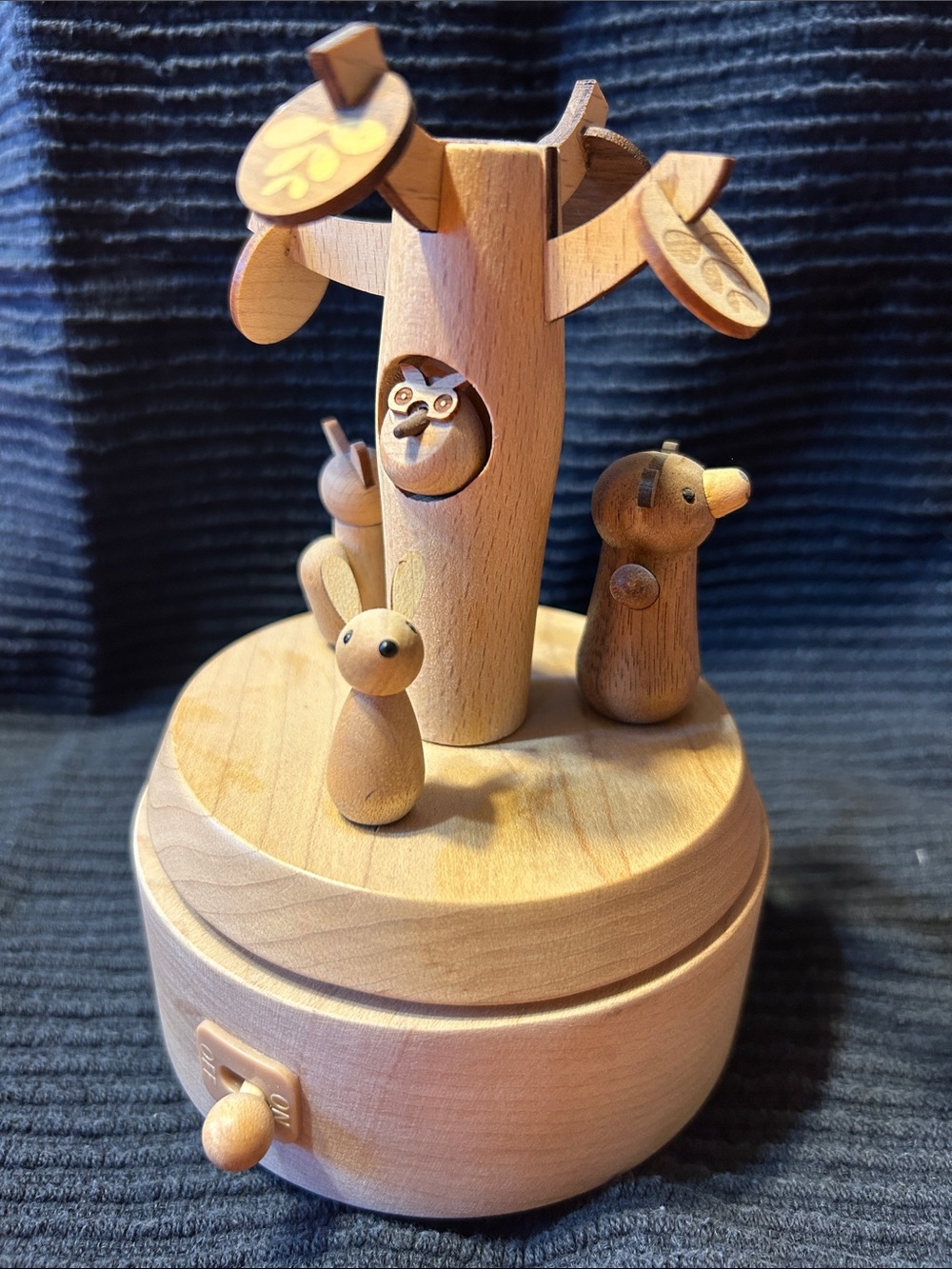 Wooderful Life handcrafted wooden musical box with forest animal figures